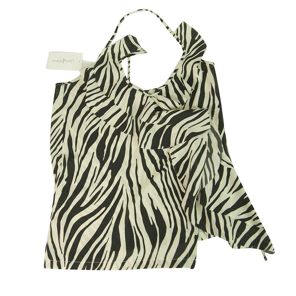 Uniforme Cream & Black Zebra Animal Print Cami Top Mini Skirt Set size S - 7