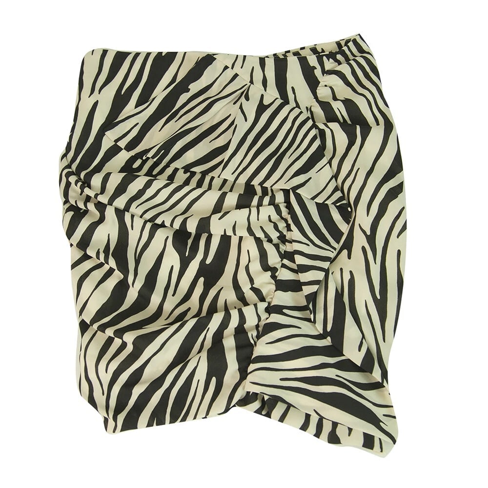 Uniforme Cream & Black Zebra Animal Print Cami Top Mini Skirt Set size S - 8