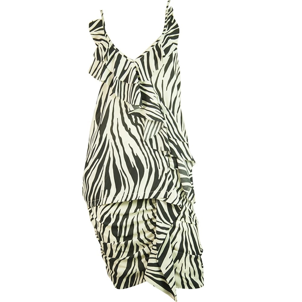 Uniforme Cream & Black Zebra Animal Print Cami Top Mini Skirt Set size S - 9