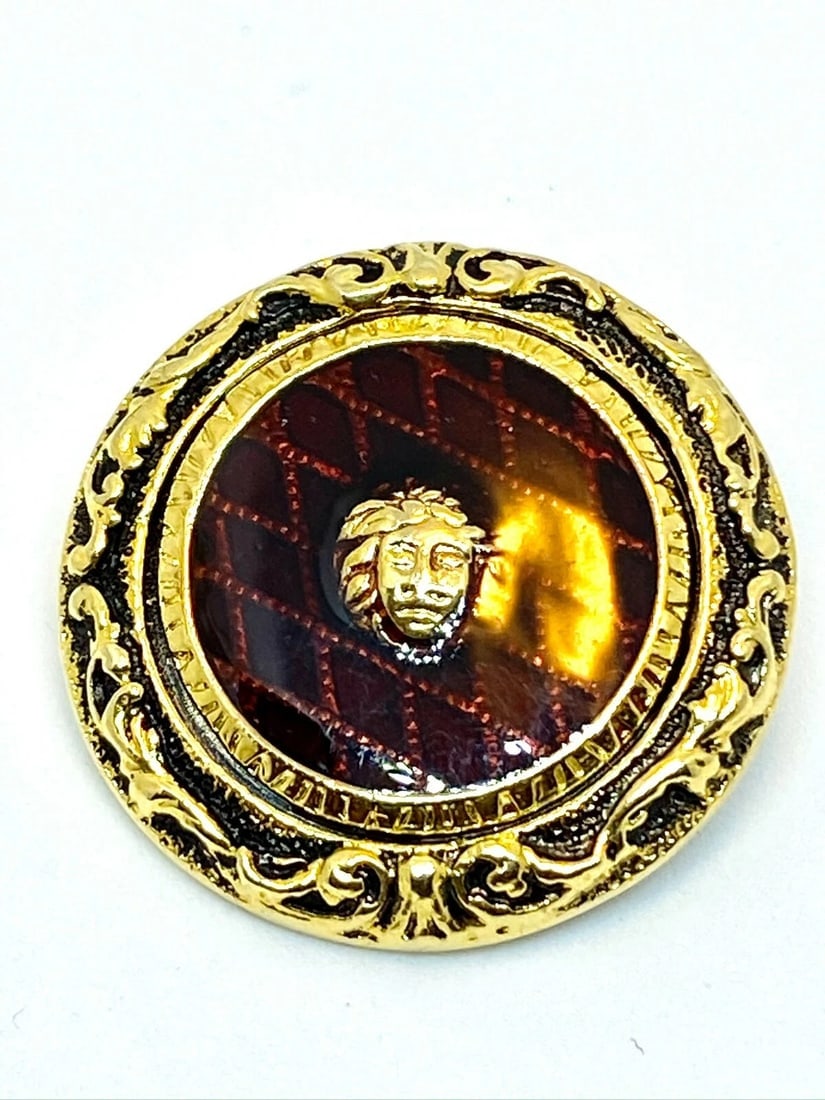 Versace Vintage Medusa Head Shank Button with Brown color lacquer and border (1 of 10)