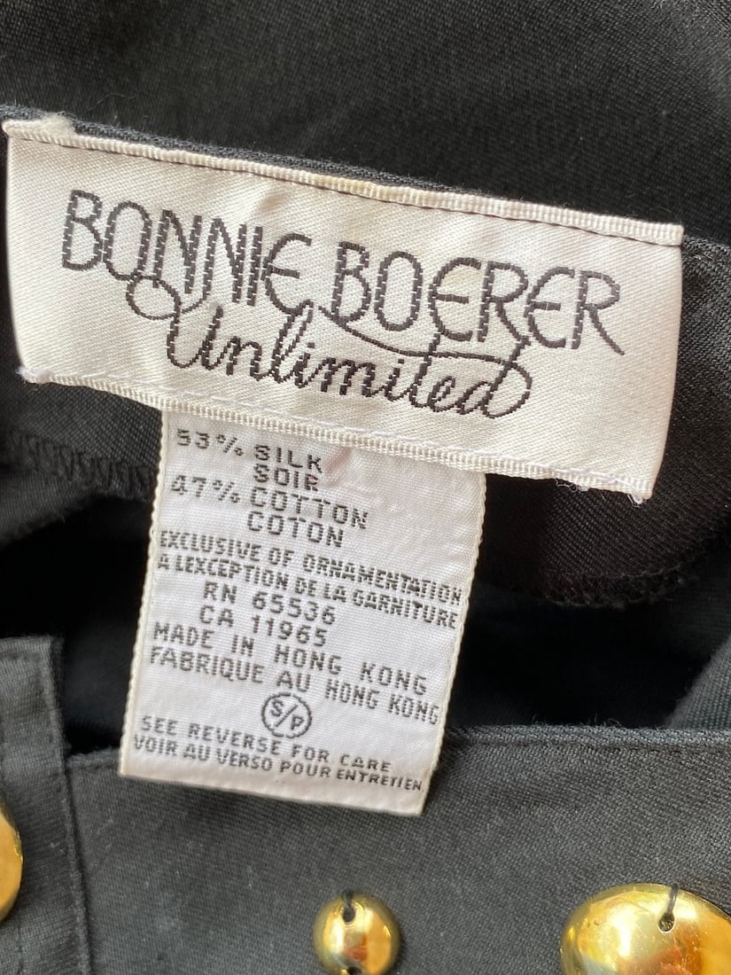 Vintage 1980s Black Studded Blouse 80s Embellished Oversized Style Sz S M - 6