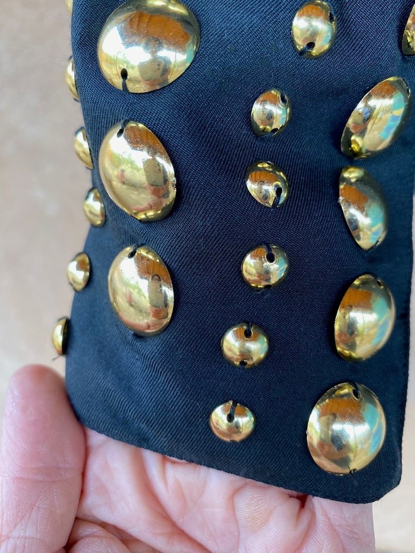 Vintage 1980s Black Studded Blouse 80s Embellished Oversized Style Sz S M - 8