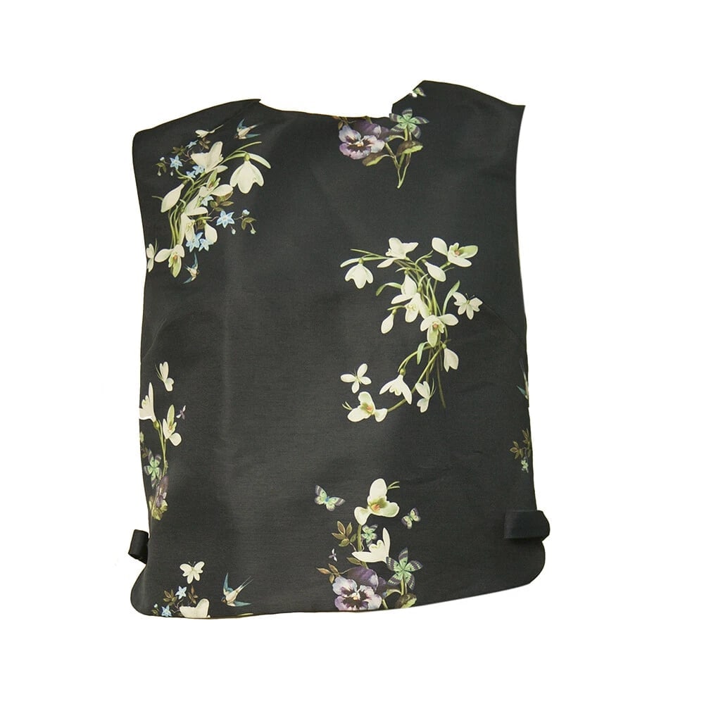 Ted Baker Blue Floral Sleeveless Back Zipper Polyester Crop Top Blouse size 2 - 6