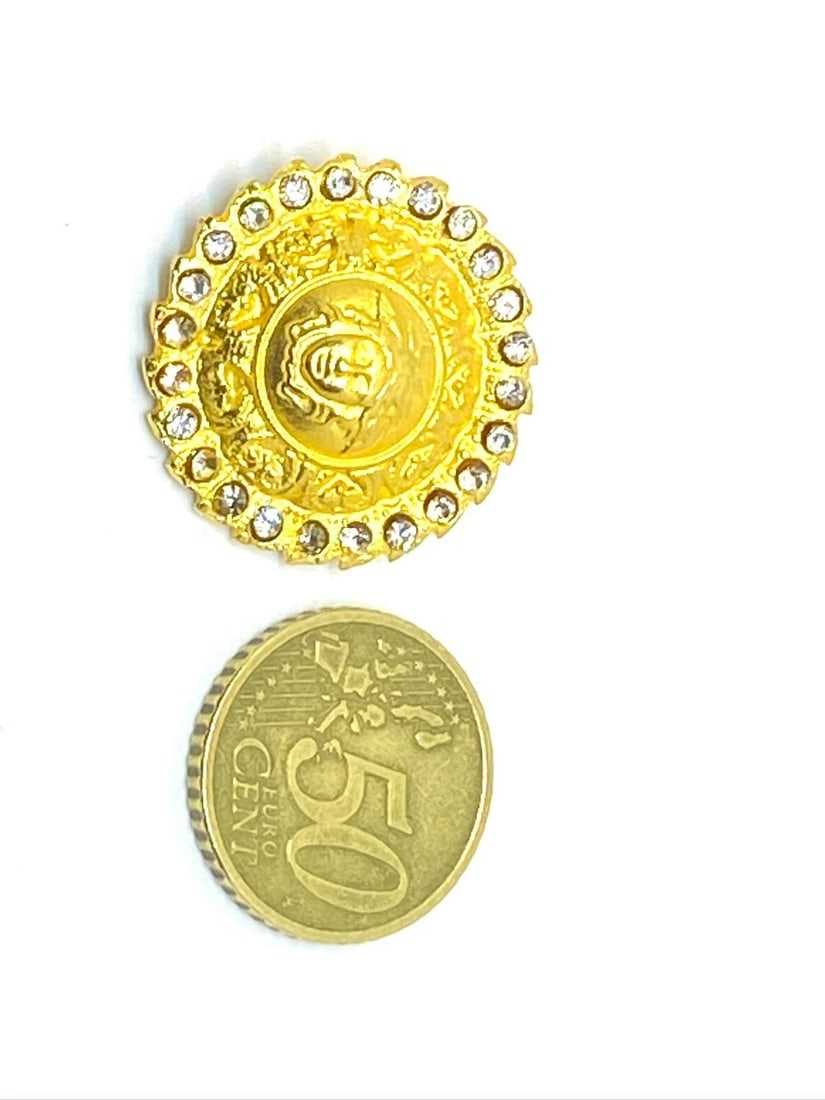 Versace Vintage Medusa Head Shank Button with Clear Crystal Beads Trim - 6