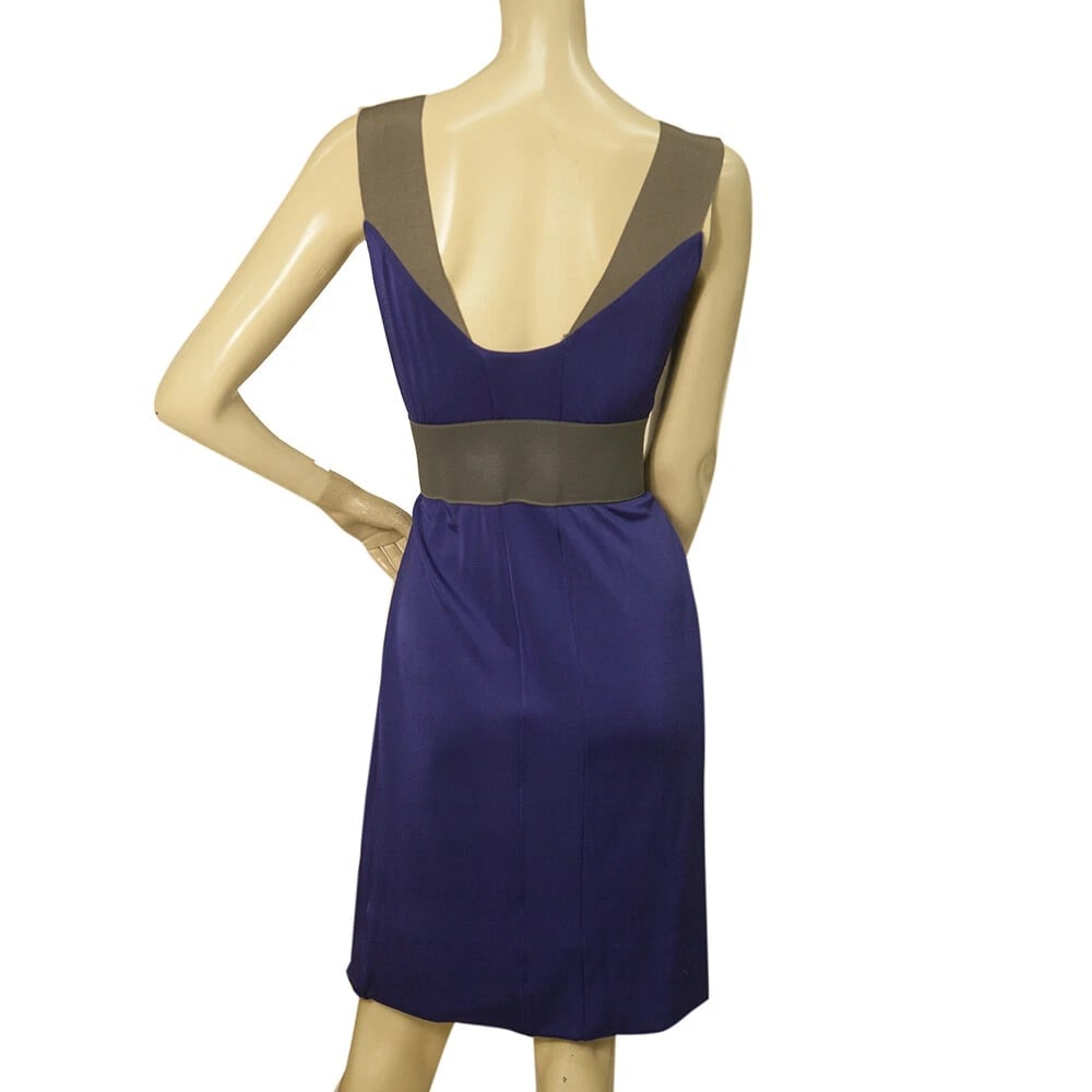 Philosophy di Alberta Ferretti Blue Belted Draped V Neckline Sleeveless dress 42 - 2