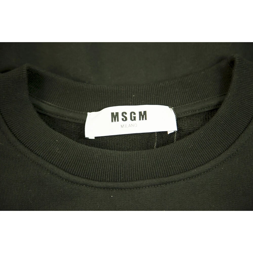 MSGM Black Long Wide Sleeves w. Lace Cotton Crop Top Sweater size S - 3