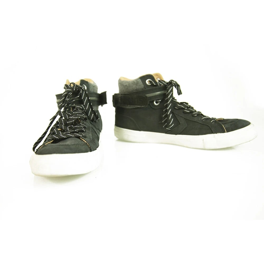 Converse Cons All Star Men's Black Leather Gray Padded Sneakers Trainers 8.5 - 8