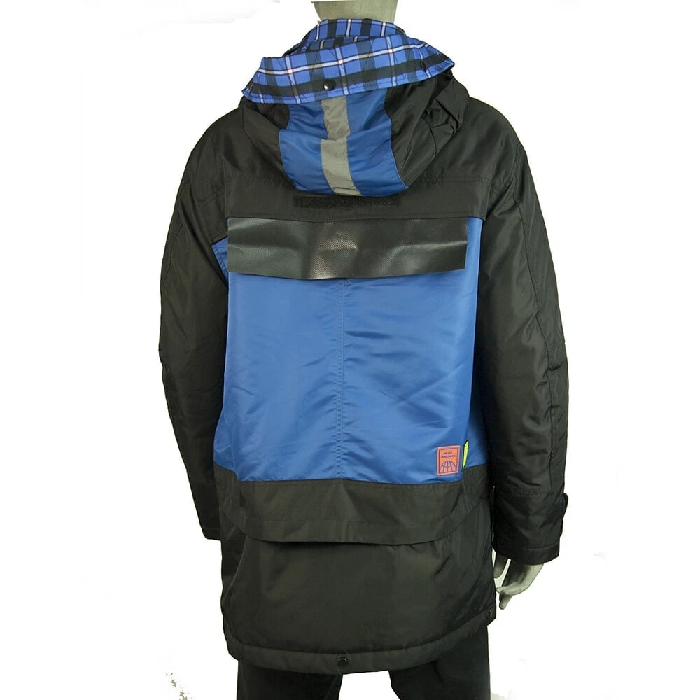 Diesel Man Blue Zipper Front Hooded Parka Convertible Nylon Jacket size M - 2