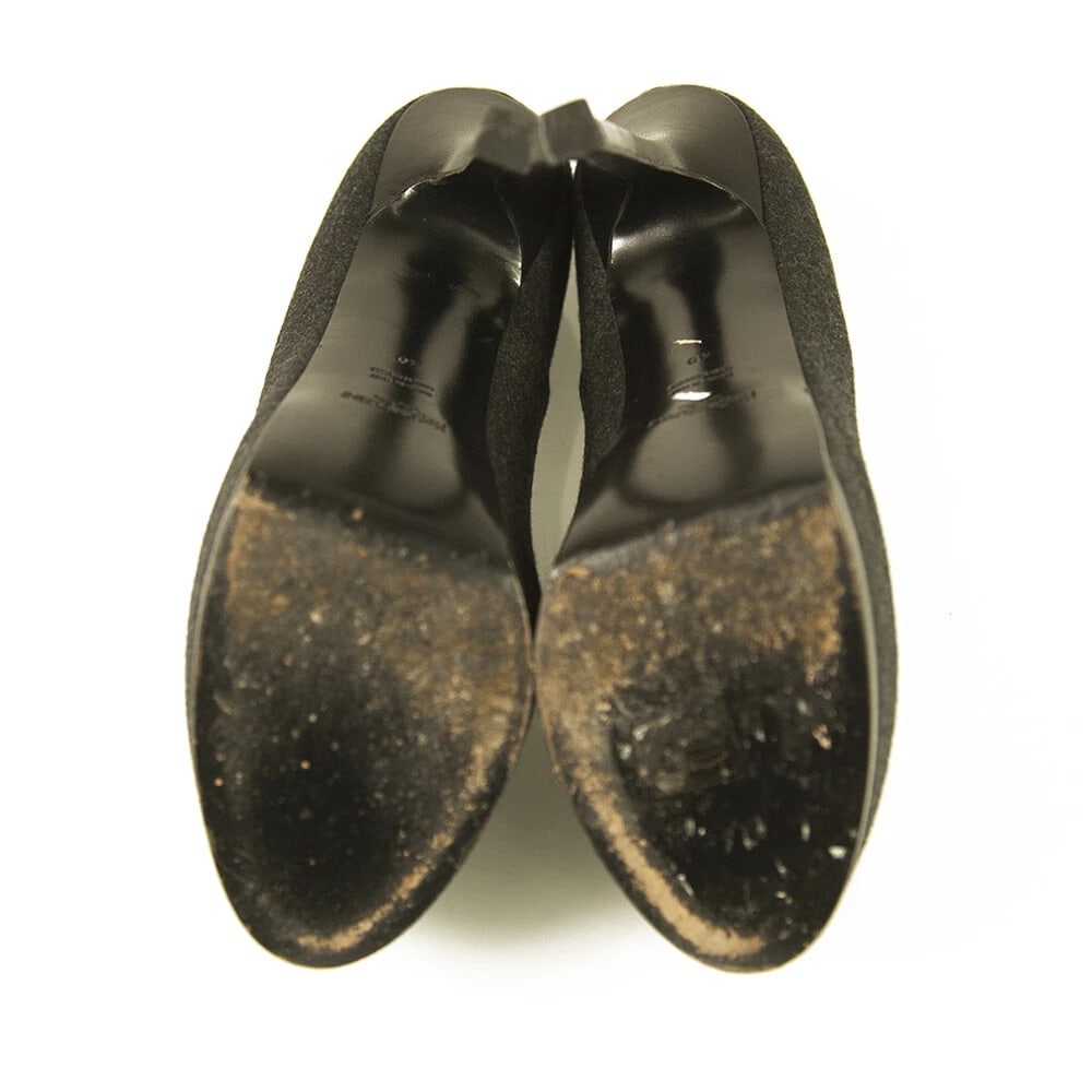Yves Saint Laurent YSL Tribute Gray Fabric Round toe Platform Heels Pumps 40 - 3