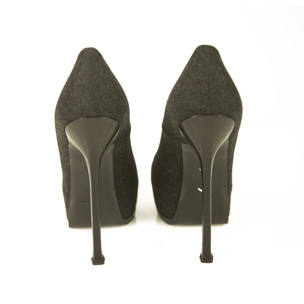 Yves Saint Laurent YSL Tribute Gray Fabric Round toe Platform Heels Pumps 40 - 7