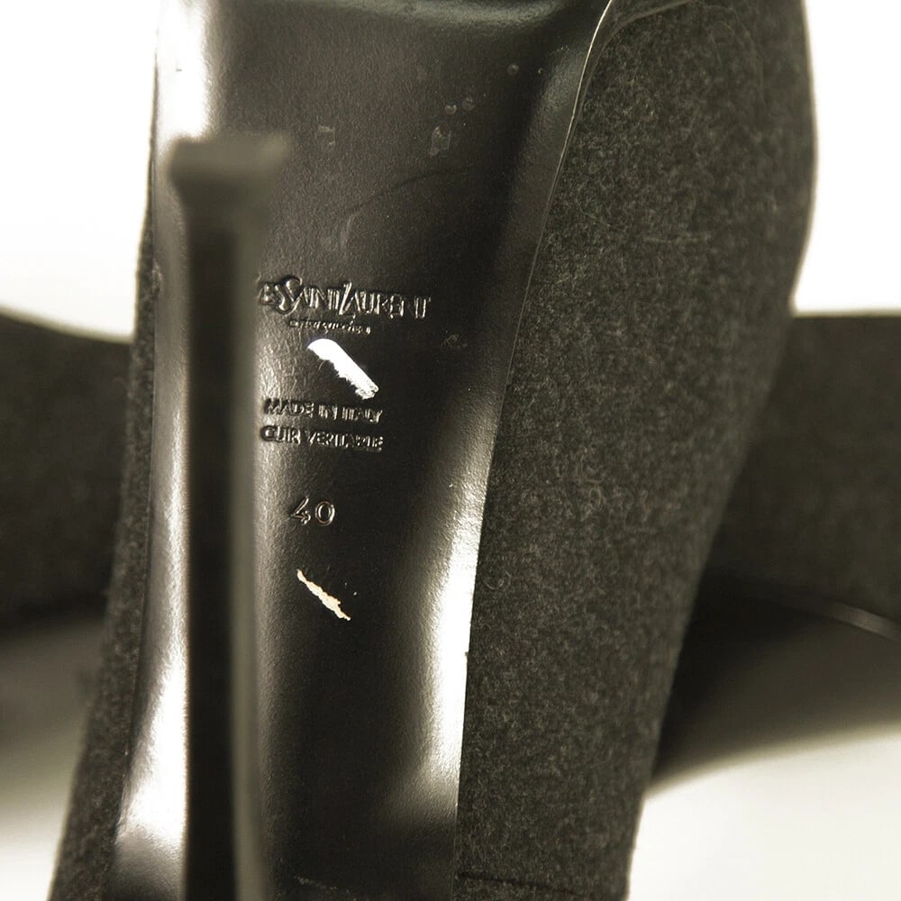 Yves Saint Laurent YSL Tribute Gray Fabric Round toe Platform Heels Pumps 40 - 8