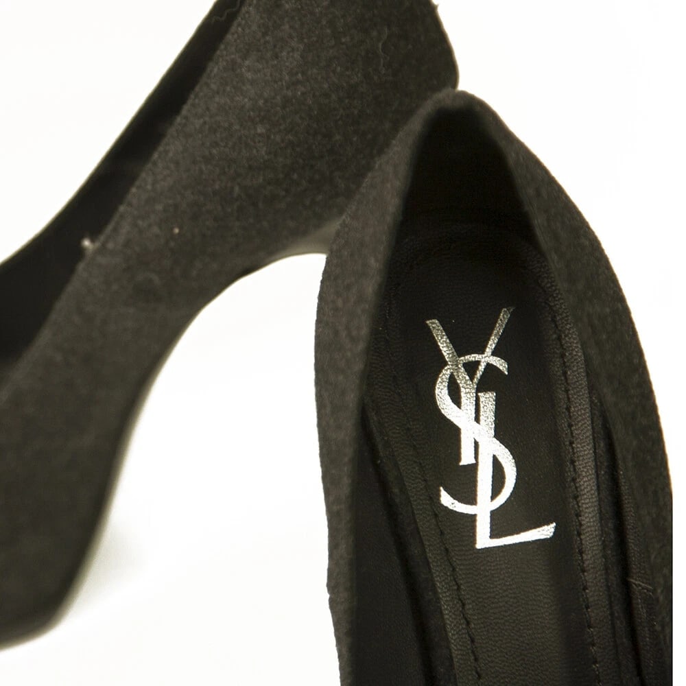 Yves Saint Laurent YSL Tribute Gray Fabric Round toe Platform Heels Pumps 40 - 9
