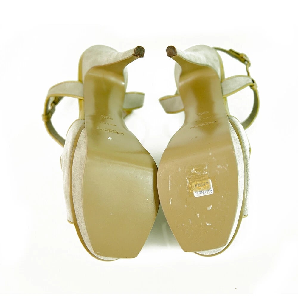 Yves Saint Laurent YSL Gray Suede Slingback Platform Heel open toe Pumps 40 - 8