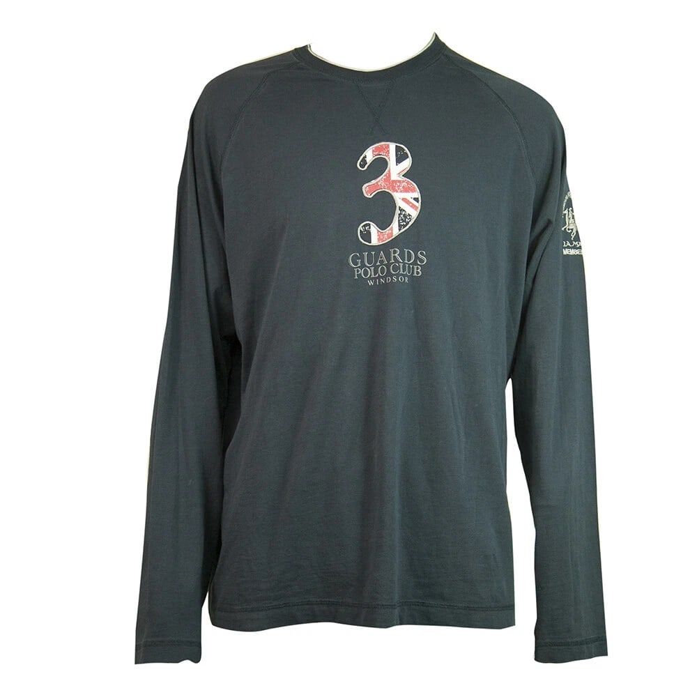 La Martina Guards Polo Club Blue Long Sleeve Cotton T-Shirt Mens Top size XXL - 6