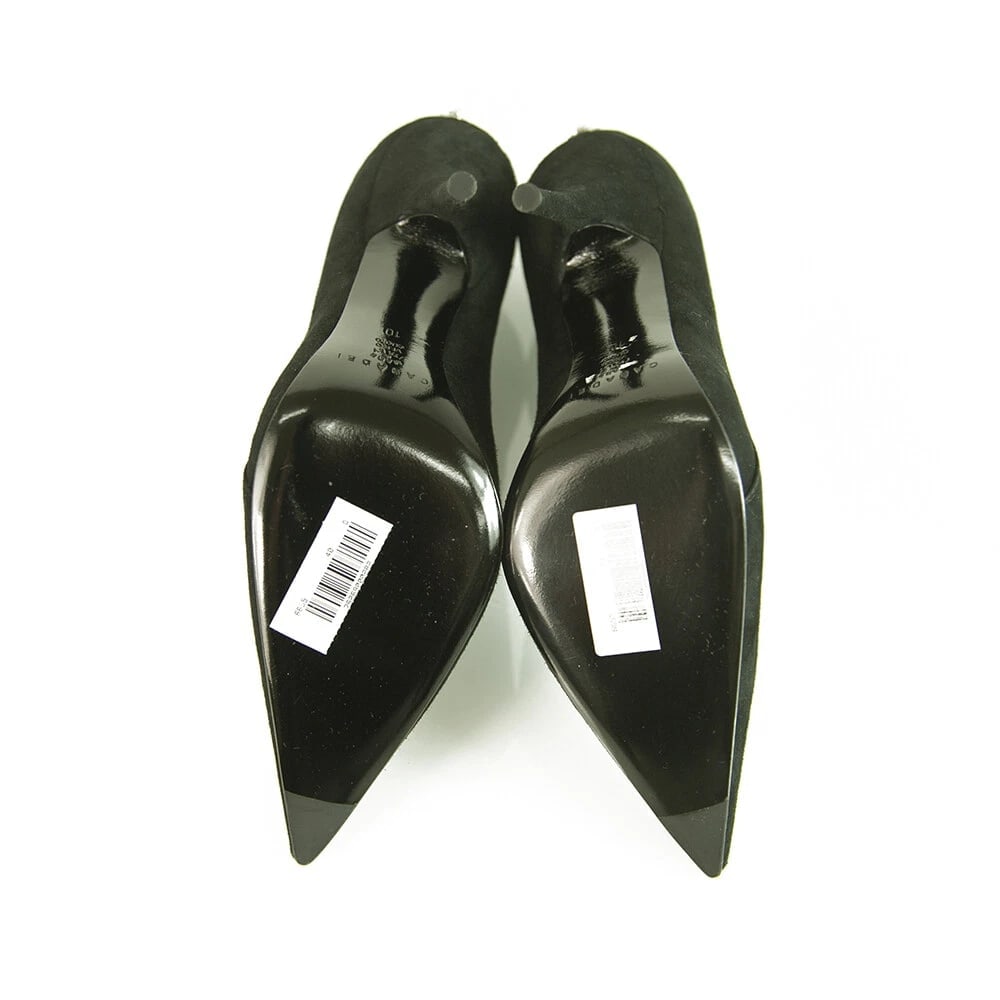 Casadei Black Suede High Heels Pointed Toe Back Zip Ankle Booties Shoes sz 10 - 5
