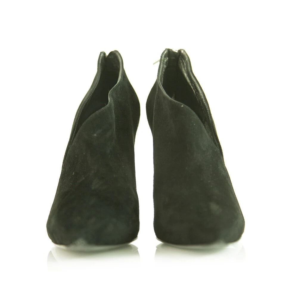 Casadei Black Suede High Heels Pointed Toe Back Zip Ankle Booties Shoes sz 10 - 6