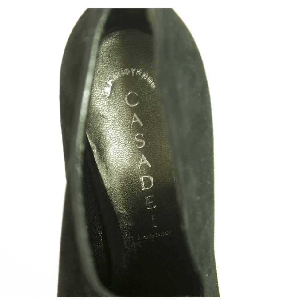 Casadei Black Suede High Heels Pointed Toe Back Zip Ankle Booties Shoes sz 10 - 8