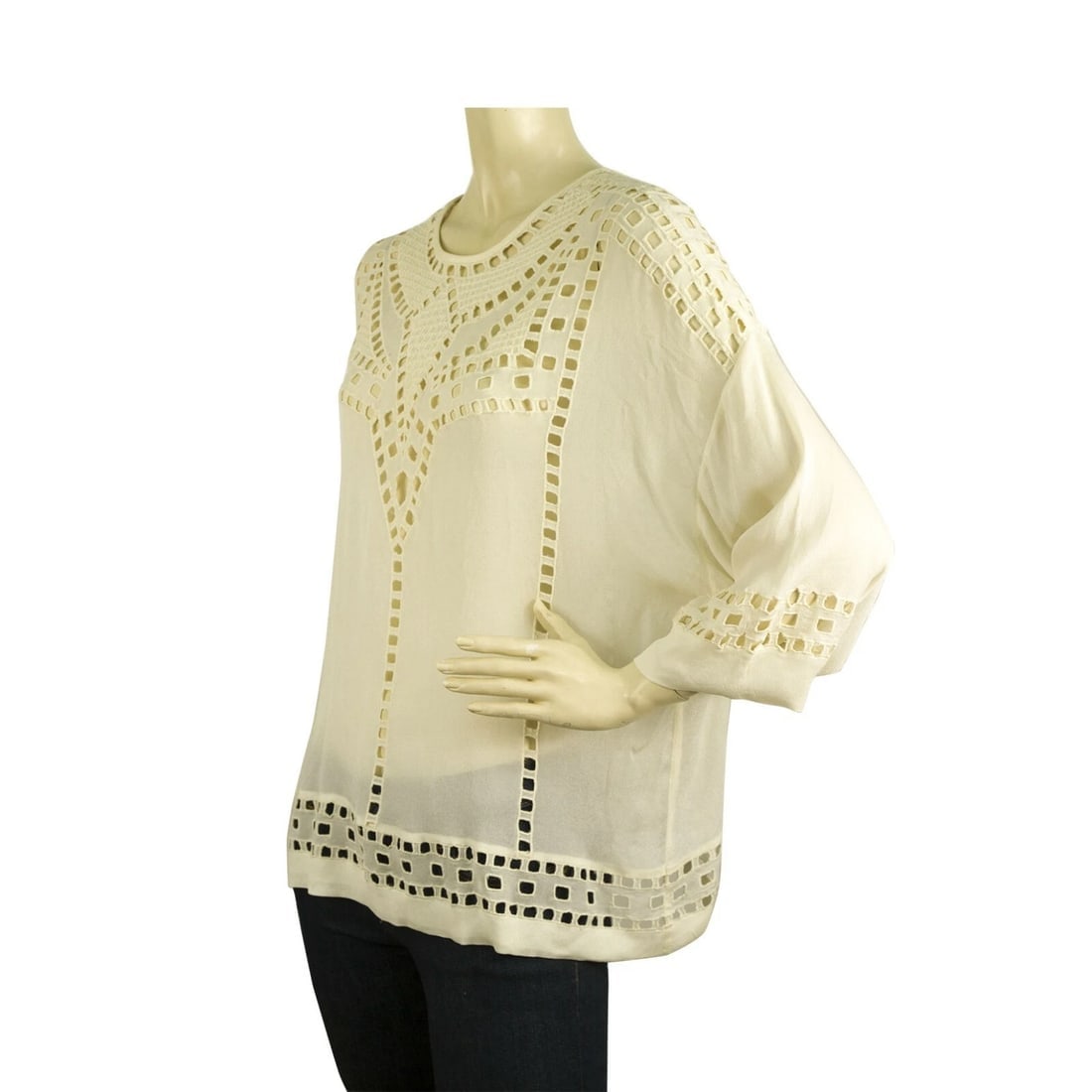 Isabel Marant Etoile Vanilla Crean Lace Tunic 3/ 4 Sleeves Blouse Top size 38 - 3