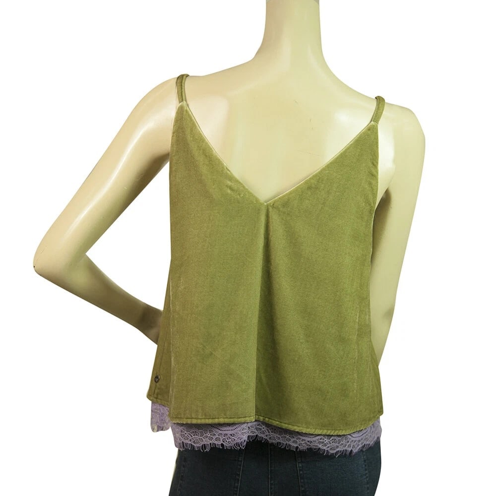 Scotch & Soda Green Velvet Purple Lace Sleeveless Camisole cami Top Size XS - 2