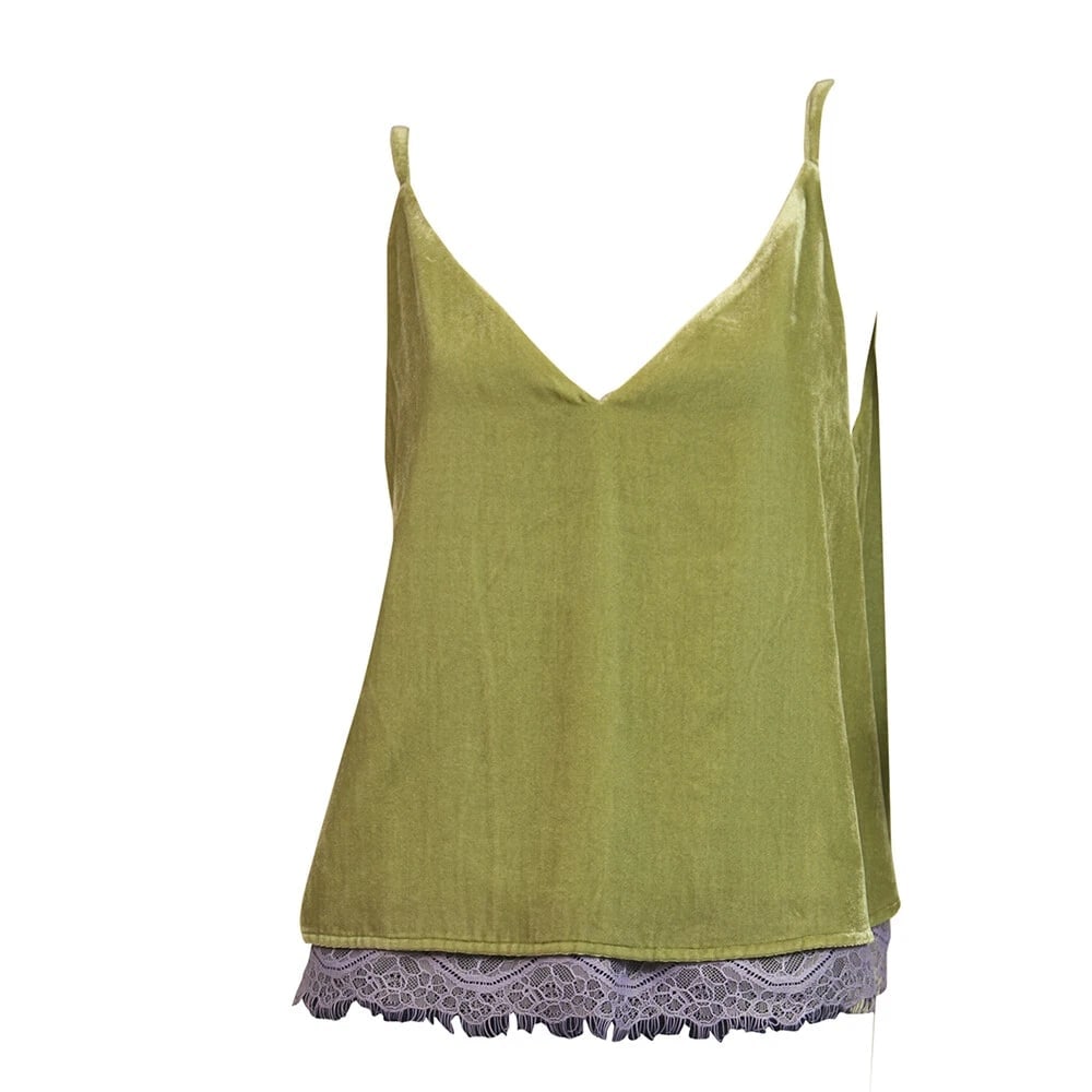 Scotch & Soda Green Velvet Purple Lace Sleeveless Camisole cami Top Size XS - 7