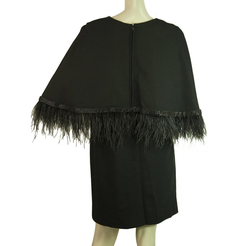 Dimitris Petrou Black Feathers & Beads Mini Length Cape Dress - 2