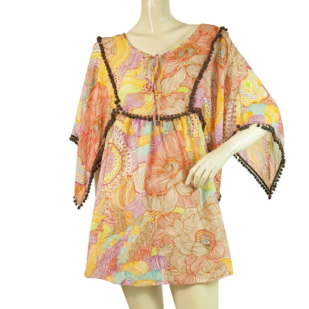 Milly Cabana Cotton Silk Floral Sheer Kaftan Cover Up Beach Mini Dress or Top S: Title:Milly Cabana Cotton Silk Floral Sheer Kaftan Cover Up Beach Mini Dress or Top SDescription:Milly Cabana Cotton Silk Floral Sheer Kaftan Cover Up Beach Mini Dress or Top S Beautiful floral