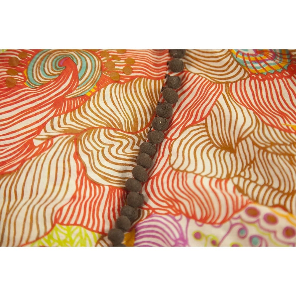 Milly Cabana Cotton Silk Floral Sheer Kaftan Cover Up Beach Mini Dress or Top S - 2