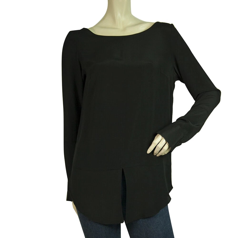 Dondup Black Long Sleeves Silky Blouse Long Length Top size 42 (1 of 6)