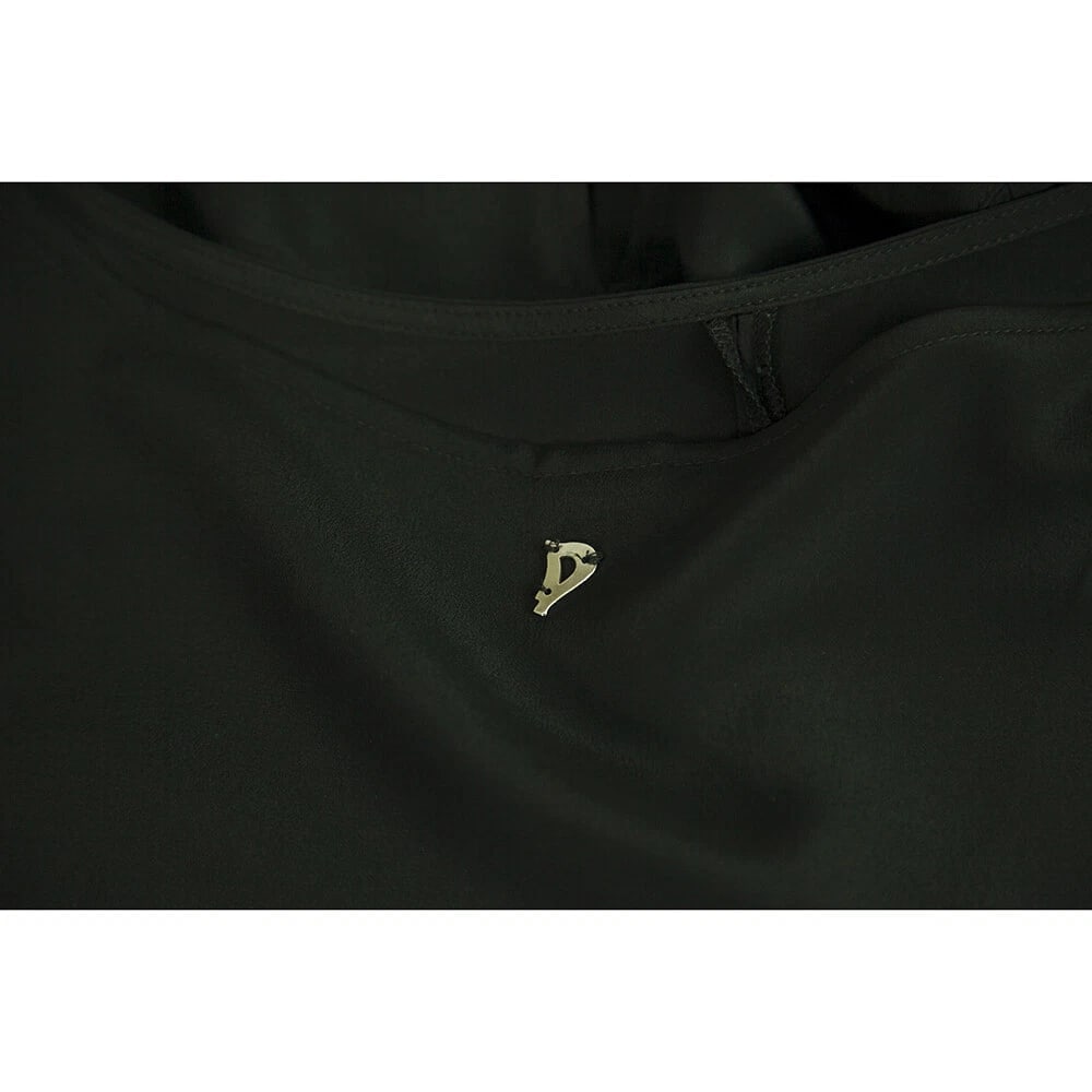 Dondup Black Long Sleeves Silky Blouse Long Length Top size 42 - 5