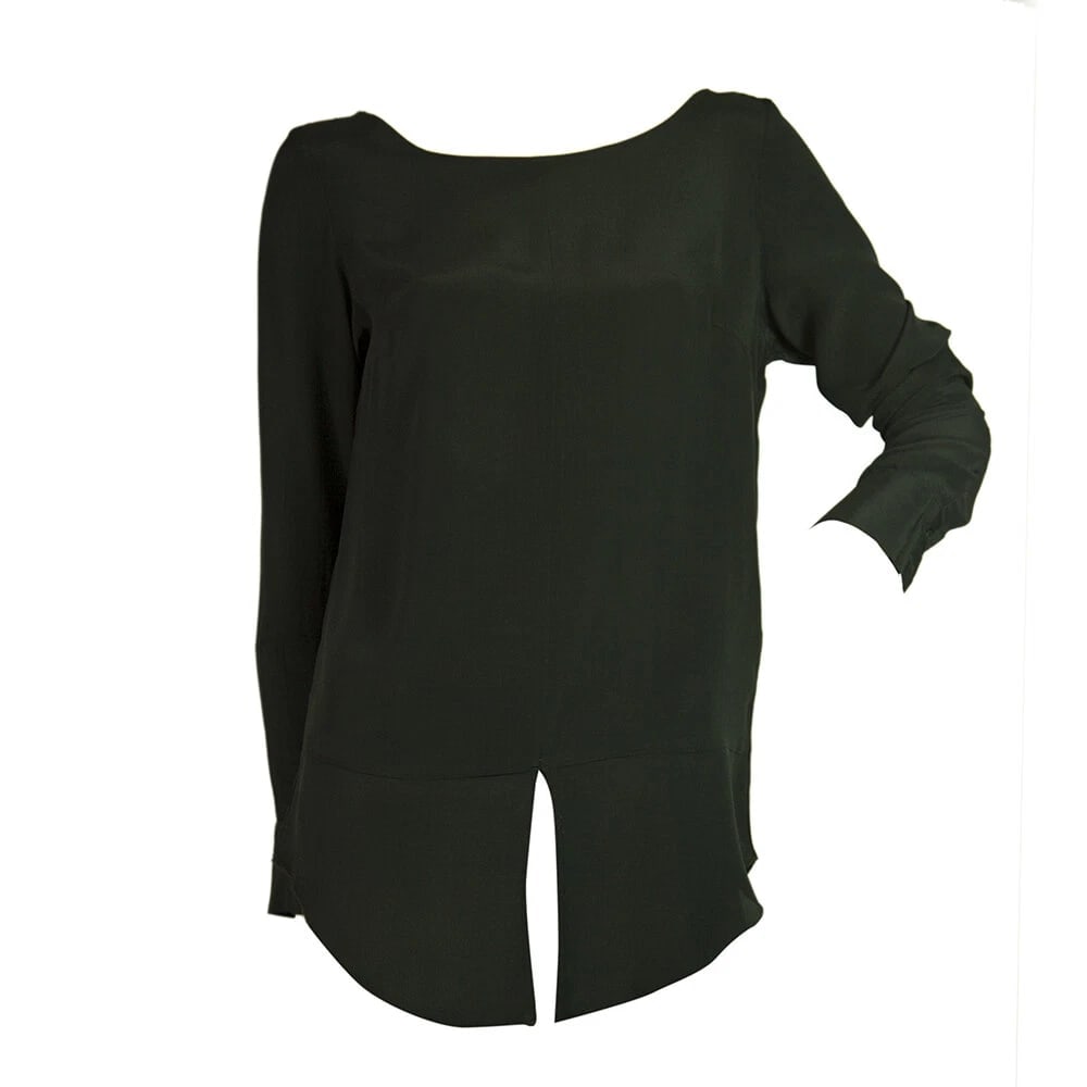 Dondup Black Long Sleeves Silky Blouse Long Length Top size 42 - 6
