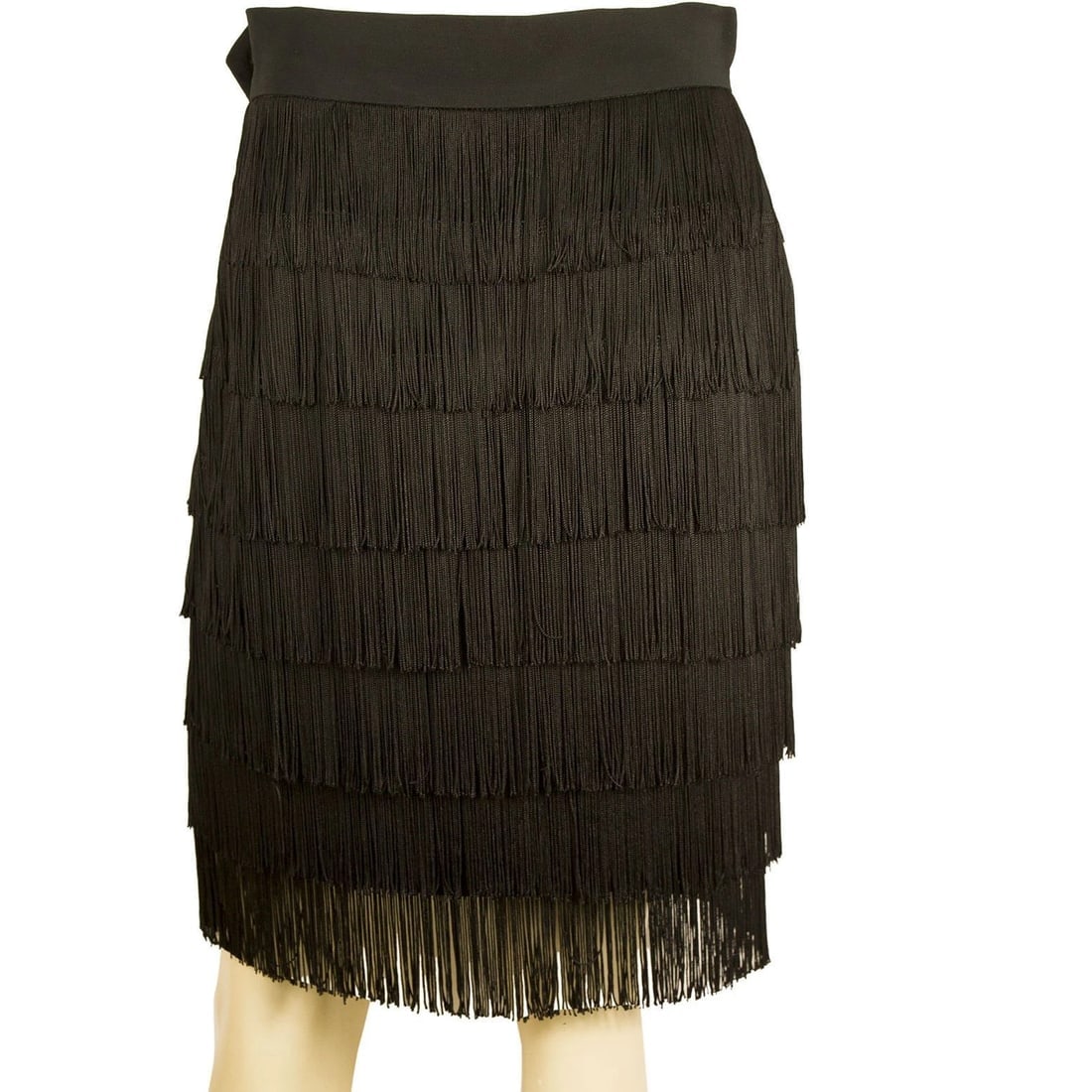 Moschino Couture Vintage Black Fringe Sleeveless Top Skirt Set 42 44 - 5