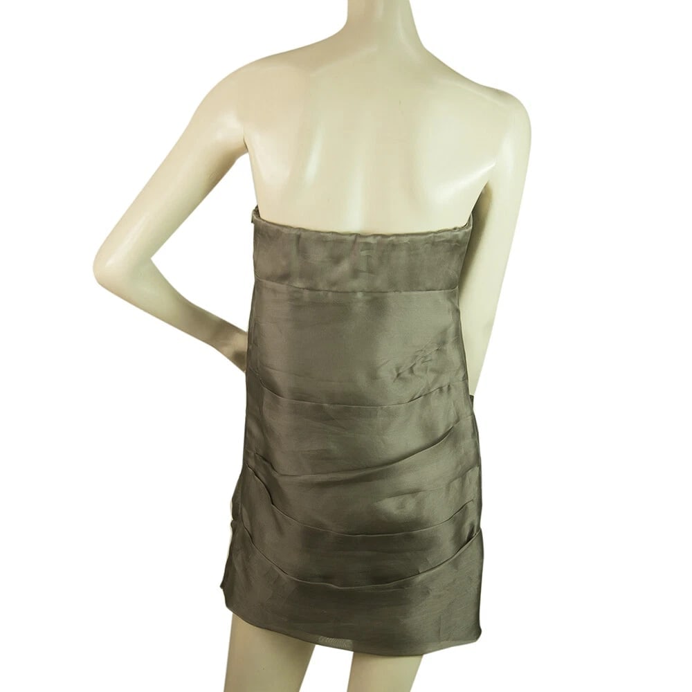 Jay Ahr Taupe Brown Strapless 100% Silk Mini Length Dress size S - 2