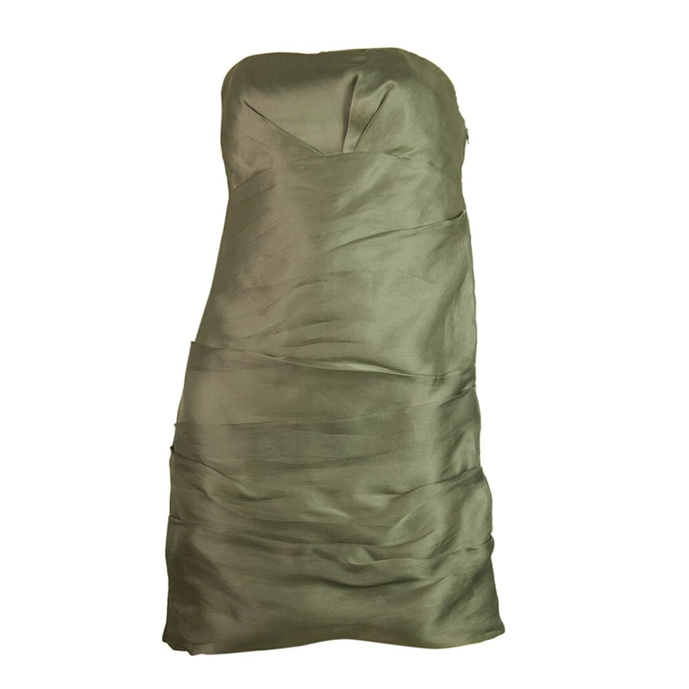 Jay Ahr Taupe Brown Strapless 100% Silk Mini Length Dress size S - 6