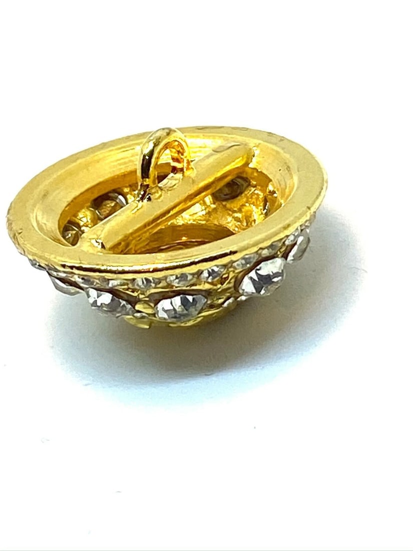 Versace Vintage Medusa Head Shank Dome Button with 3ple Clear Crystal Beads Trim - 4