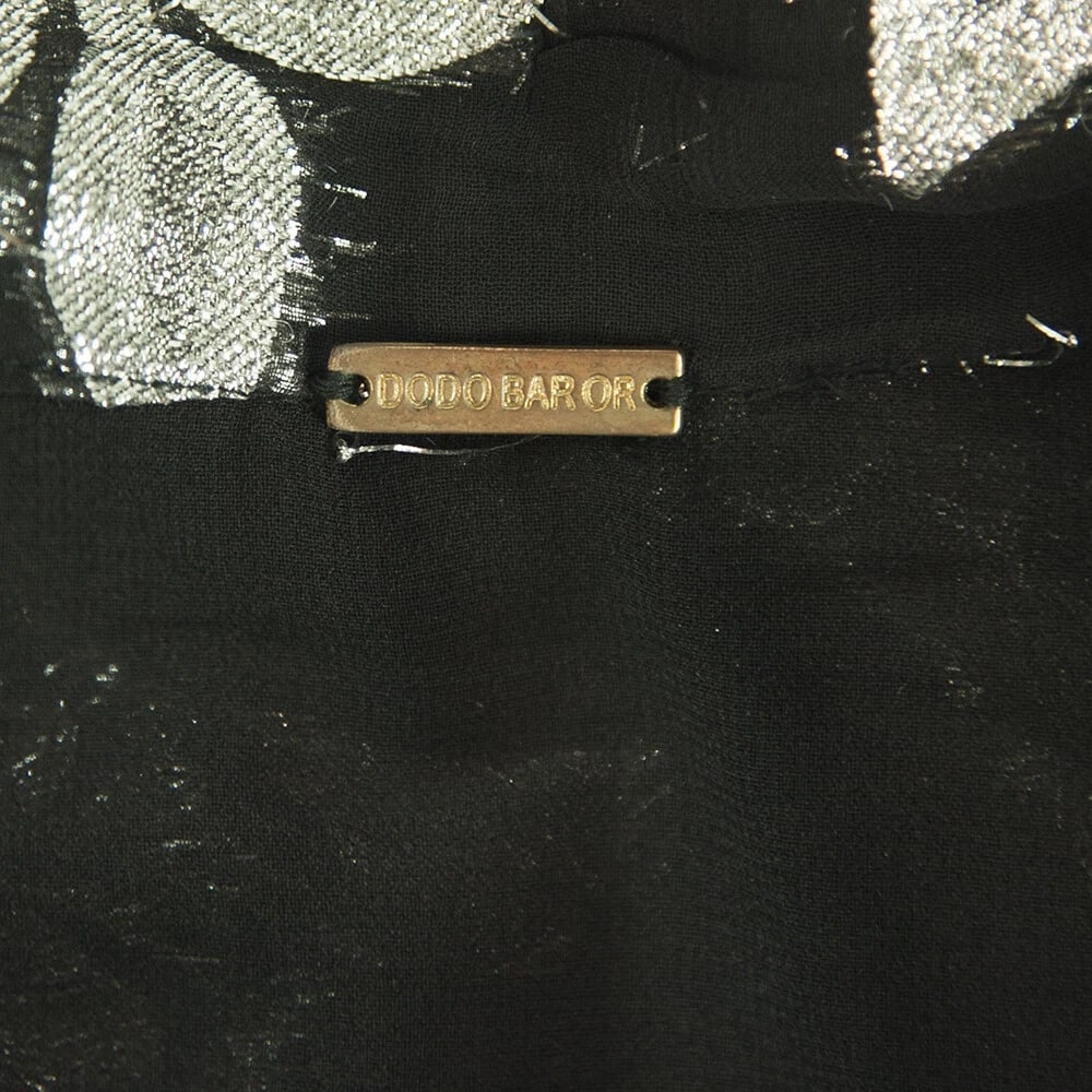 Dodo Bar Or Black Blue Silver Sheer Floral Long Sleeves Tunic Blouse Top Size 42 - 3