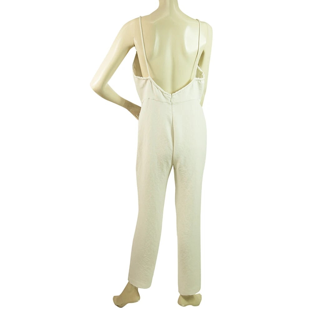 IRO Hatford Ivory White Silky Open Back Overall Jumpsuit Pants size 38 - 2