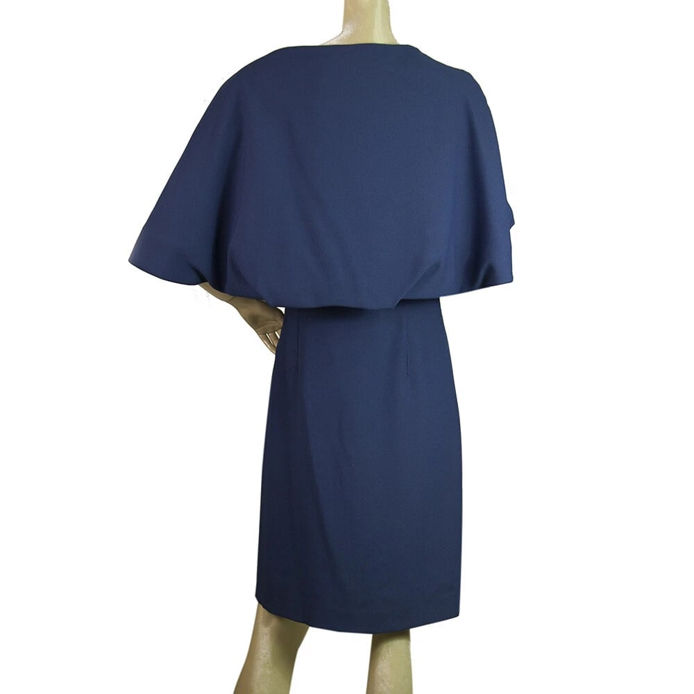 Vrettos Vrettakos Blue Knee Length Sleeveless Cape Dress - 2