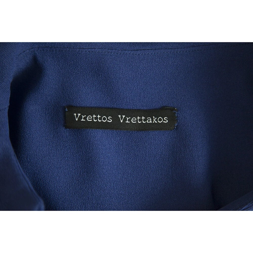 Vrettos Vrettakos Blue Knee Length Sleeveless Cape Dress - 3