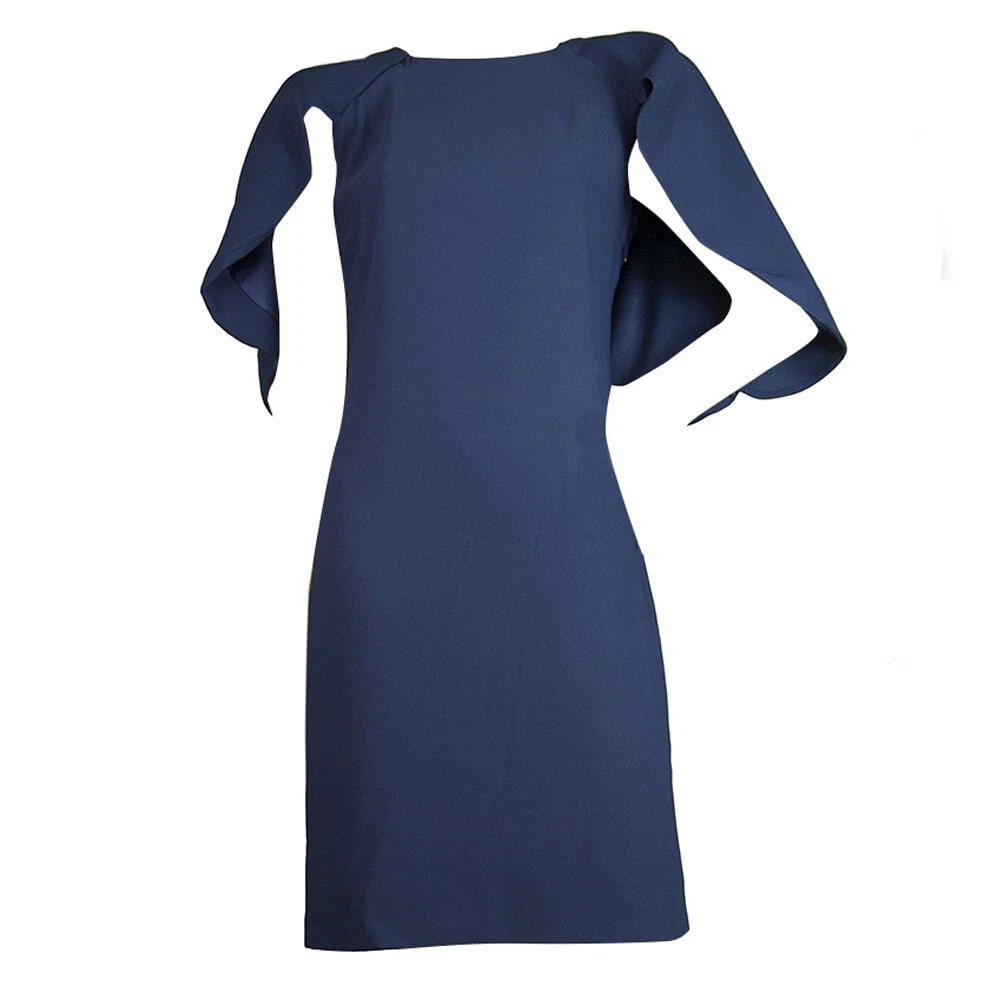 Vrettos Vrettakos Blue Knee Length Sleeveless Cape Dress - 5