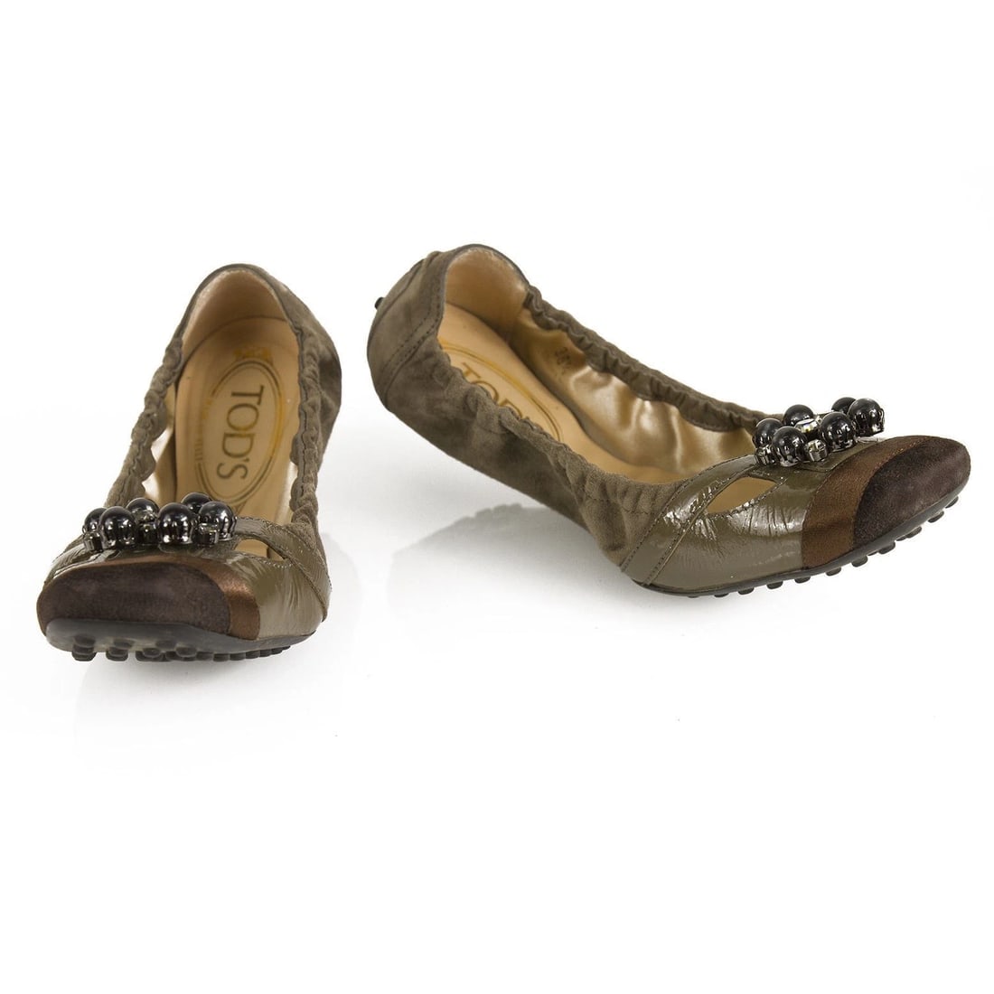 TOD'S Gommino Taupe Suede Beaded Ballerinas Flat Elastic Shoes Rubber Soles 36,5: Title:TOD'S Gommino Taupe Suede Beaded Ballerinas Flat Elastic Shoes Rubber Soles 36,5Description:TOD'S Gommino Taupe Suede Beaded Ballerinas Flat Elastic Shoes Rubber Soles 36,5 TOD'S Square toe