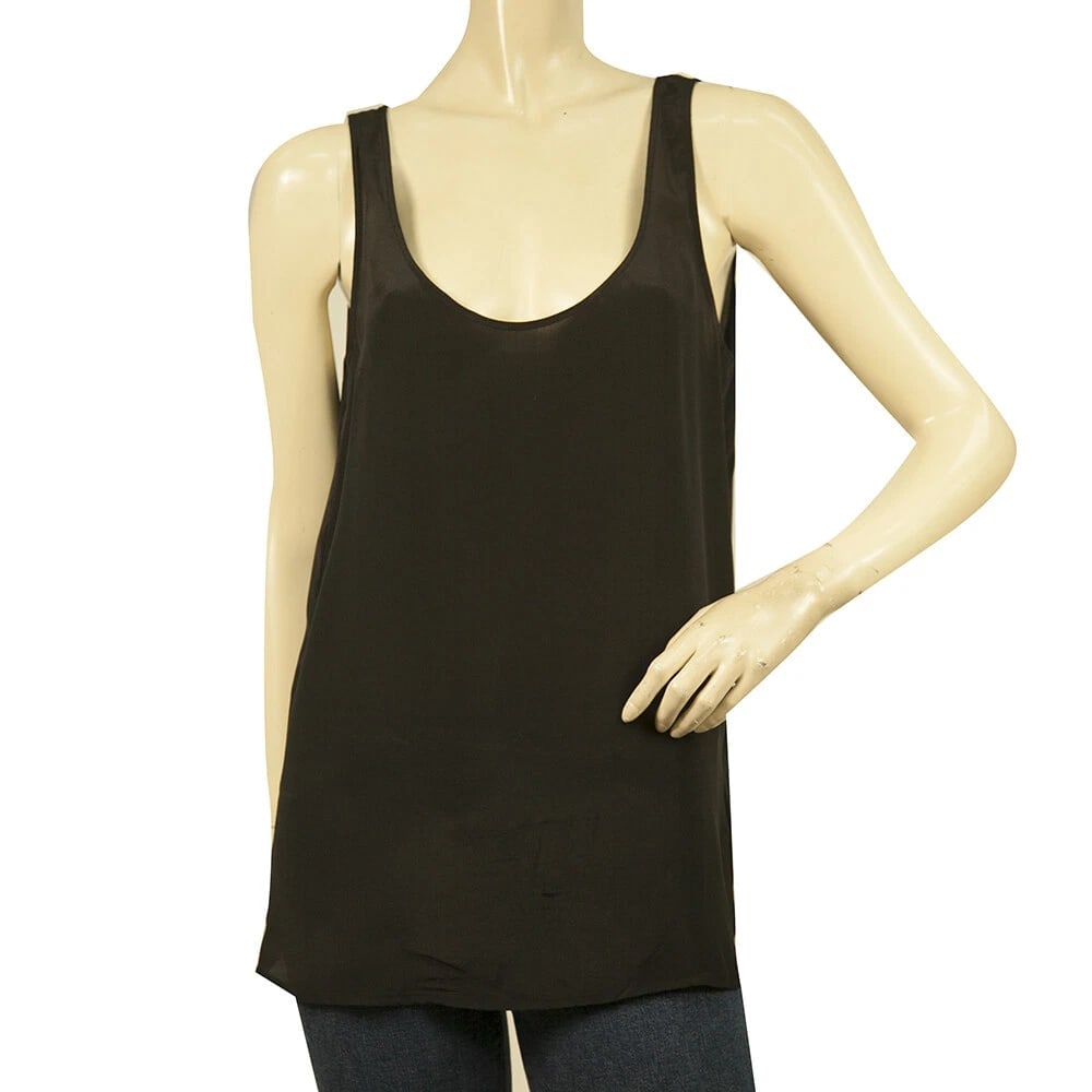 American Vintage Black 100% Silk Basic Tank Top Sleeveless T-Shirt sz S (1 of 7)