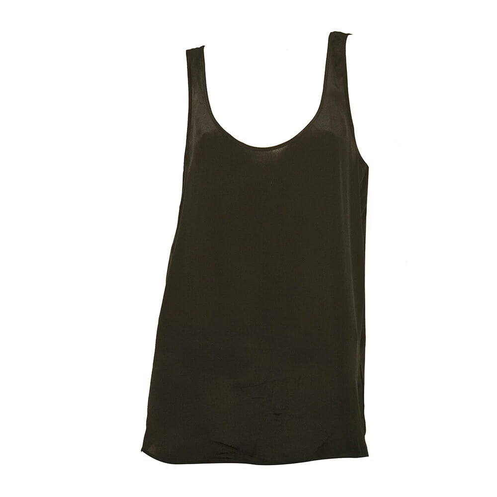 American Vintage Black 100% Silk Basic Tank Top Sleeveless T-Shirt sz S - 7