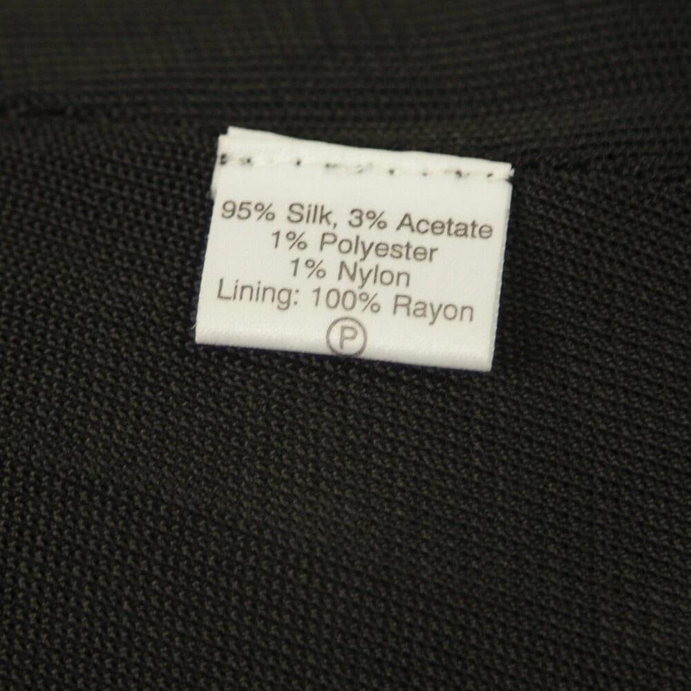 Temperley Black Silk Knit Beige Gold Crochet Bib Long Sleeves Mini Dress size L - 4