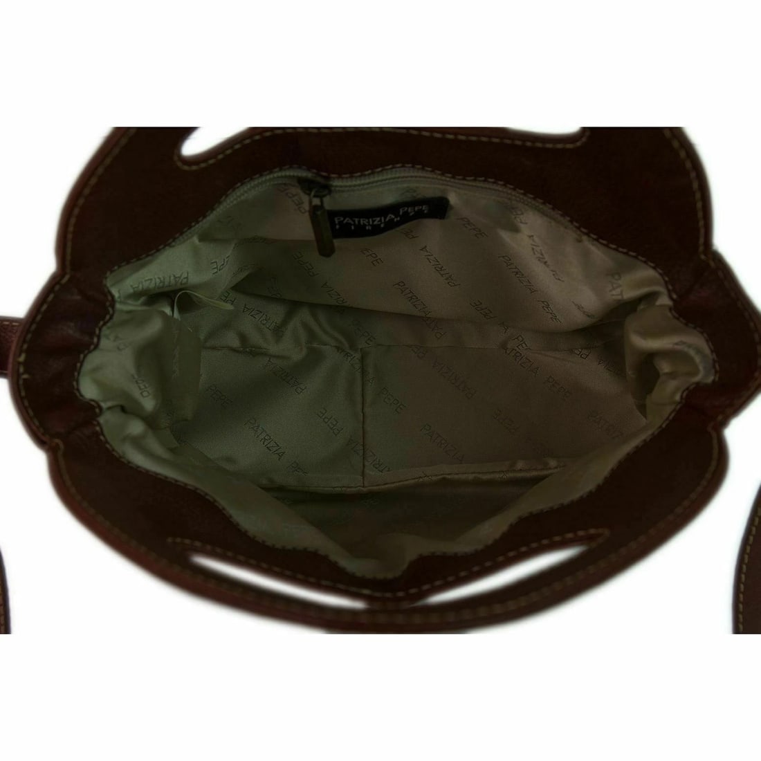 Patricia Pepe Brown Leather Metallic Wool fabric Handbag Shoulder Bag - 8