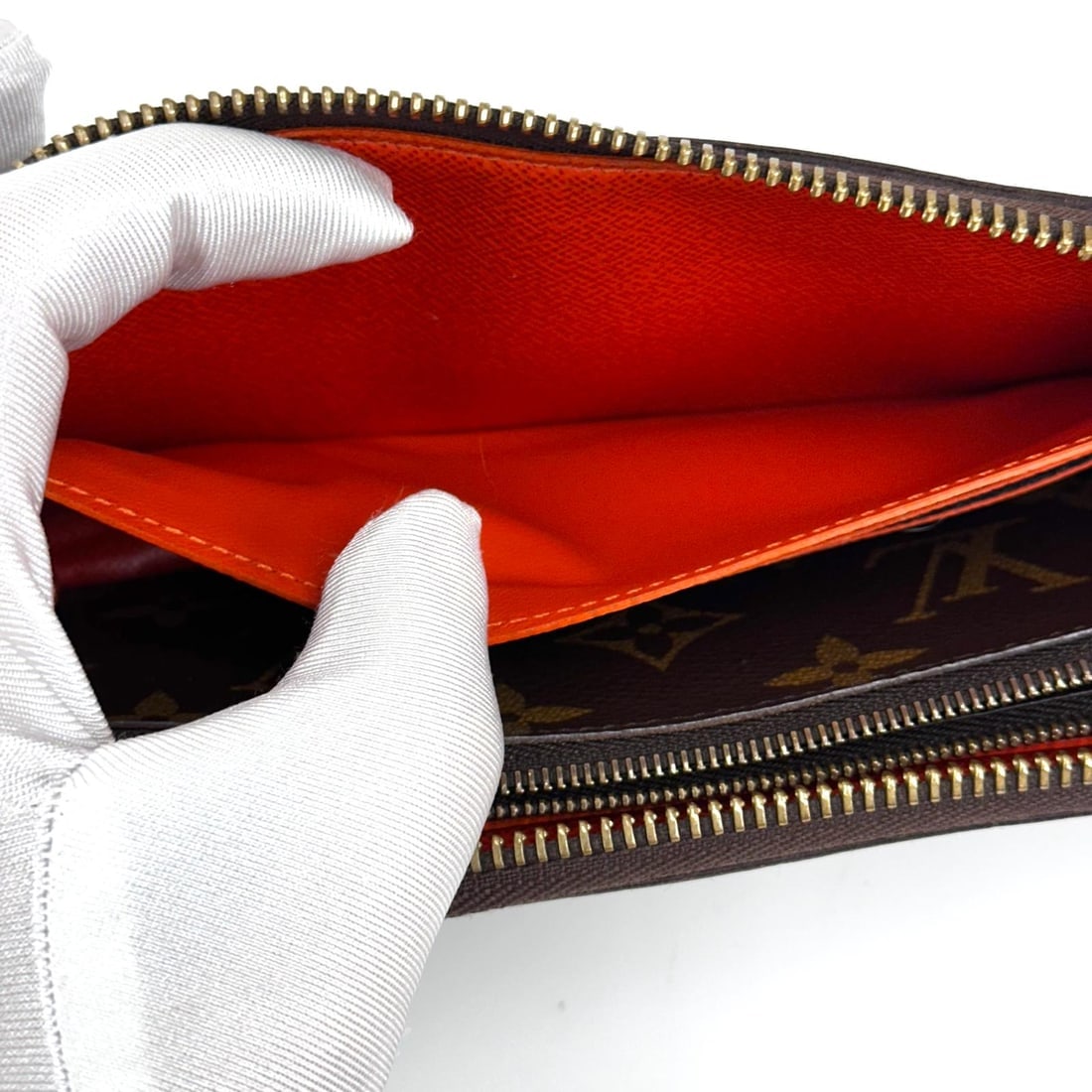LOUIS VUITTON Zippé Clémence wallet in Monogram canvas and orange - 8