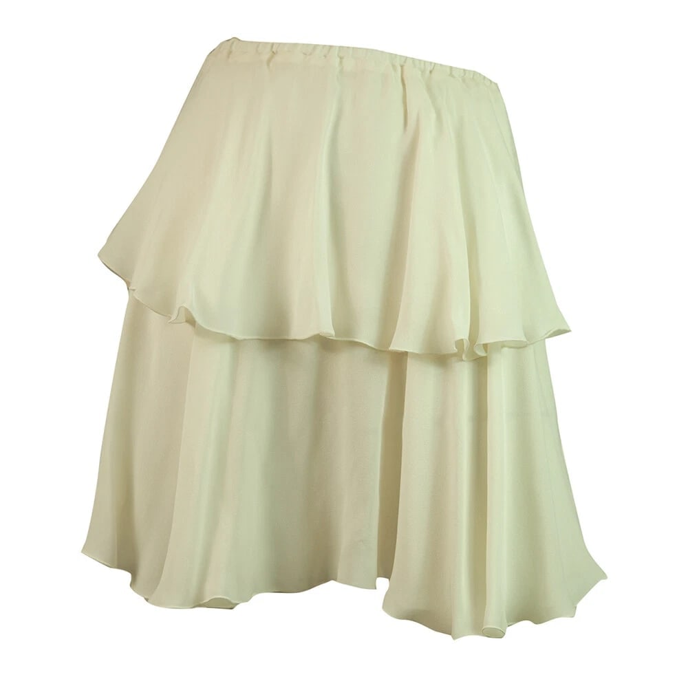 Dondup Ivory 100%Silk Chiffon Layered Mini Skirt Size 40 - 6
