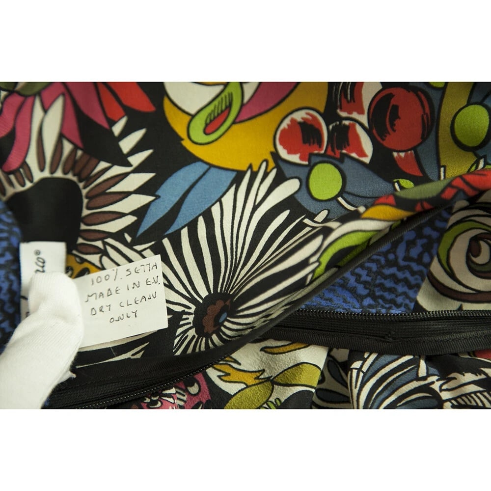 Enny Monaco 100% silk Kaftan Style Kimono Sleeves Floral Knee Dress - Size S - 3