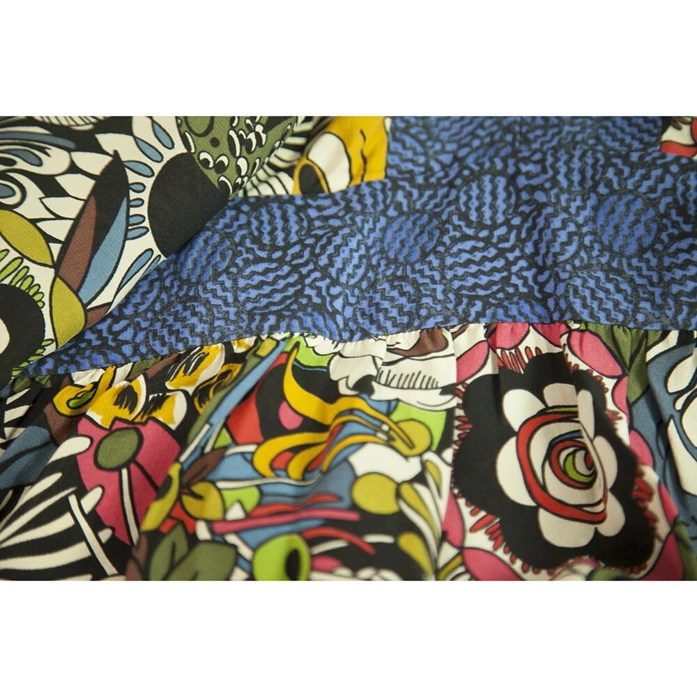 Enny Monaco 100% silk Kaftan Style Kimono Sleeves Floral Knee Dress - Size S - 4