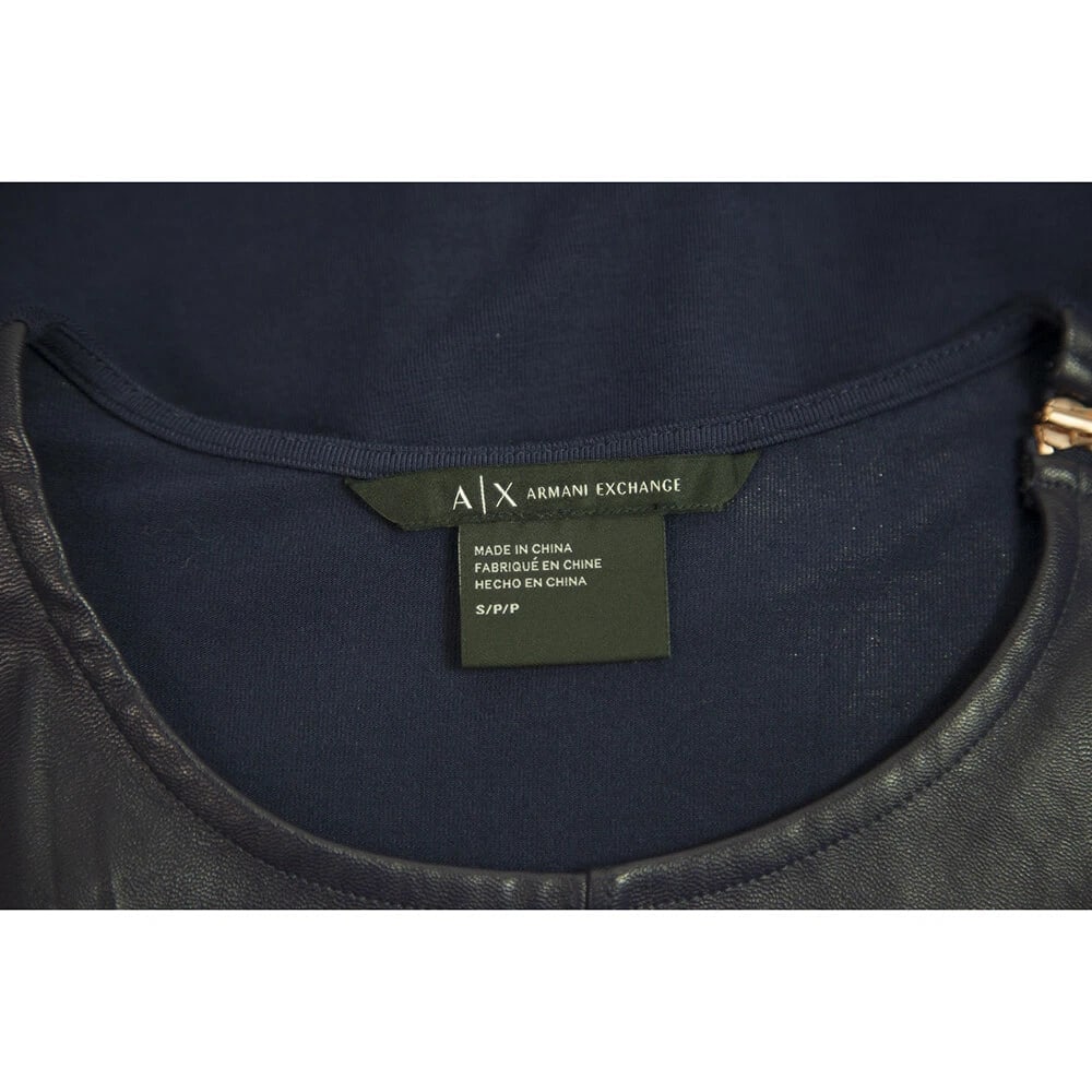 Armani Exchange Purple Faux Leather Front w. Zipper T- Shirt Top Size S/ P - 3