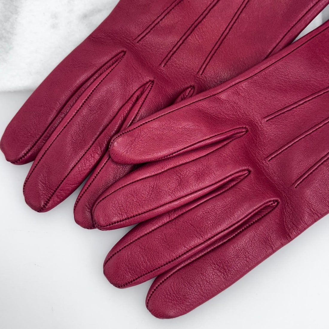 CHRISTIAN DIOR Red leather gloves with CD logo - 4